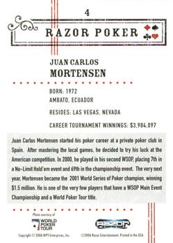 2006 Razor Poker #4 Juan Carlos Mortensen Back